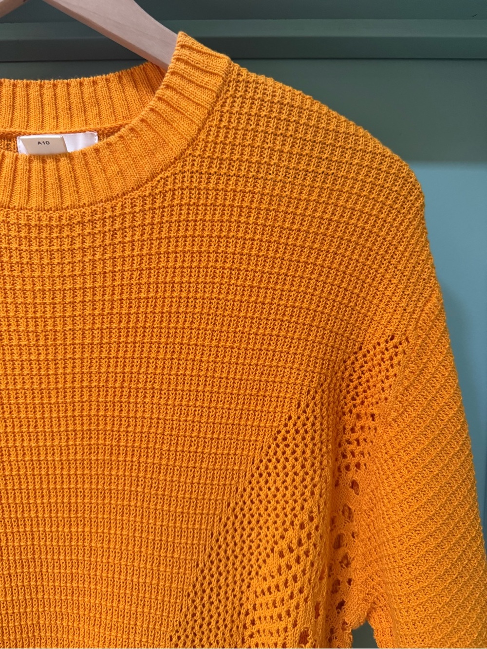 Medium Vibrant Orange Crochet Knit Mini Dress Cotton Mod Summer Beach Festival - Picture 7 of 16